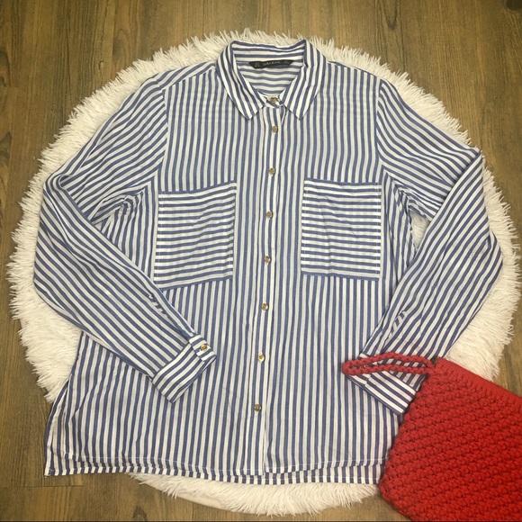 Zara Tops - Zara Striped Button Down Blouse. Size Small NWT